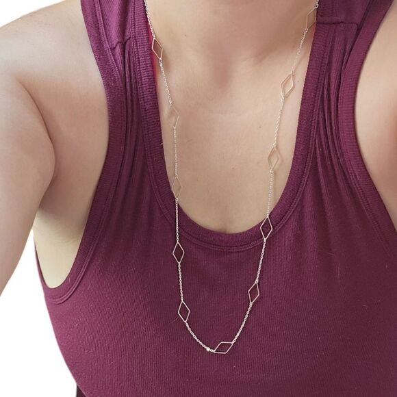 Geometric Elegance Silver Necklace (NWOT) - Picture 1 of 8